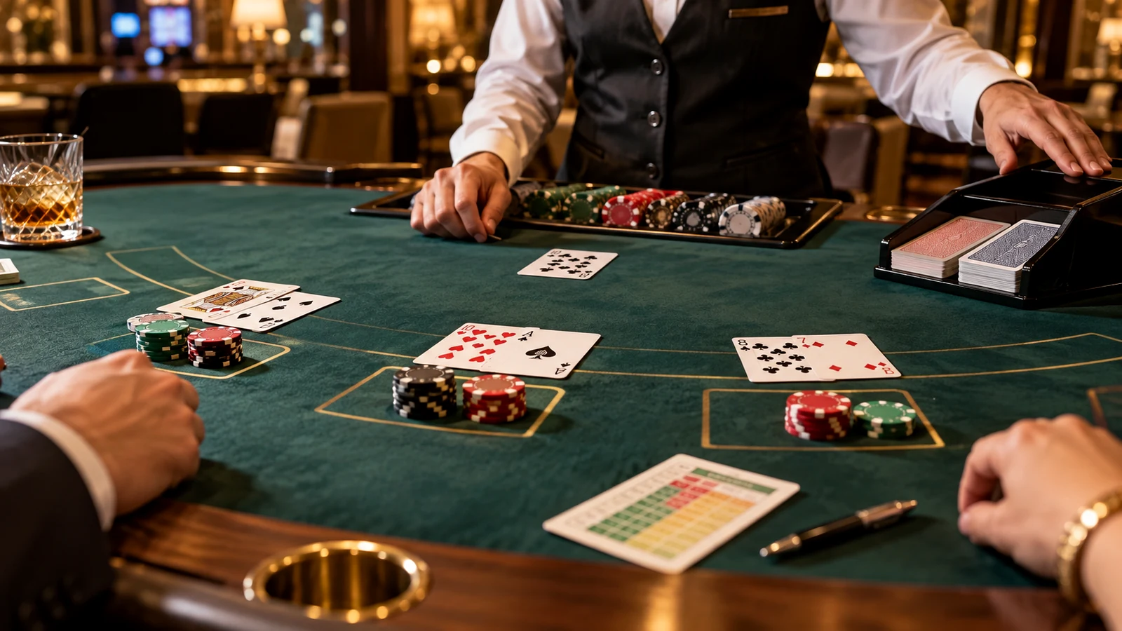 High-resolution blackjack table scene for Spanish 21 Strategy